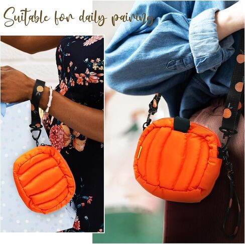 فاليسلود شنطة كتف بتصميم يقطين لامعة من البولي يوريثين مناسبة للهالوين، شنطة كروس مبتكرة مناسبة كهدية للعطلات والحفلات والحلوى، لون برتقالي in Kuwait