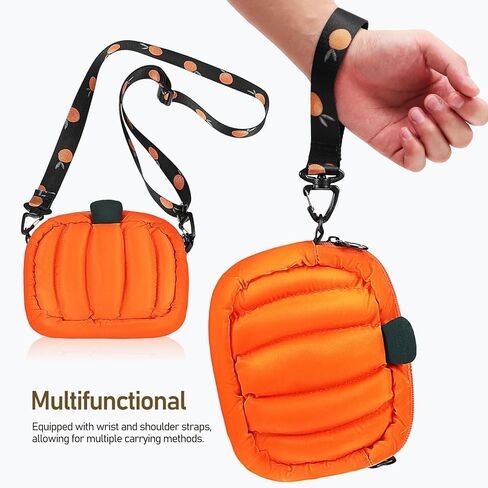 فاليسلود شنطة كتف بتصميم يقطين لامعة من البولي يوريثين مناسبة للهالوين، شنطة كروس مبتكرة مناسبة كهدية للعطلات والحفلات والحلوى، لون برتقالي in Kuwait