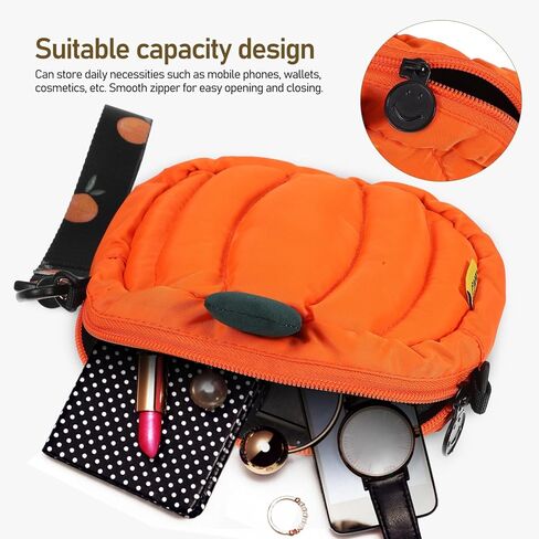 فاليسلود شنطة كتف بتصميم يقطين لامعة من البولي يوريثين مناسبة للهالوين، شنطة كروس مبتكرة مناسبة كهدية للعطلات والحفلات والحلوى، لون برتقالي in Kuwait