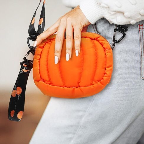 فاليسلود شنطة كتف بتصميم يقطين لامعة من البولي يوريثين مناسبة للهالوين، شنطة كروس مبتكرة مناسبة كهدية للعطلات والحفلات والحلوى، لون برتقالي in Kuwait
