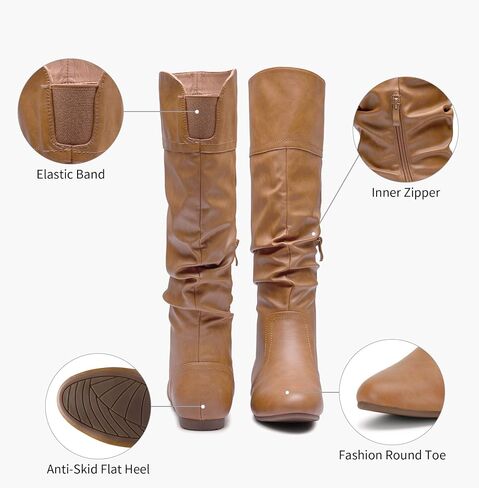 Women's 9601 Knee High Boots Tall Slouch Boots with Inside Zipper in Saudi Arabia