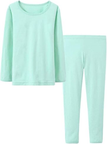 POBIDOBY Boys Girls Pajamas Set Cotton Little Kids Jammies Solid Long Sleeve T-Shirt and Pants in Saudi Arabia