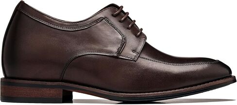 CALTO Men's Invisible Height Increasing Elevator Shoes - Premium Leather Lace-up Round-Toe Formal Derby Oxfords - 2.8 Inches Taller in Kuwait