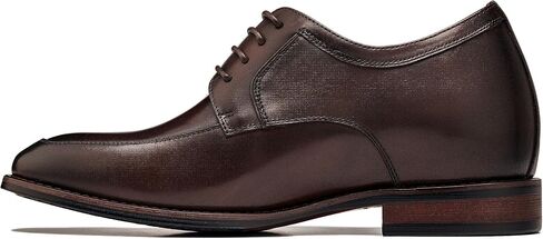 CALTO Men's Invisible Height Increasing Elevator Shoes - Premium Leather Lace-up Round-Toe Formal Derby Oxfords - 2.8 Inches Taller in Kuwait