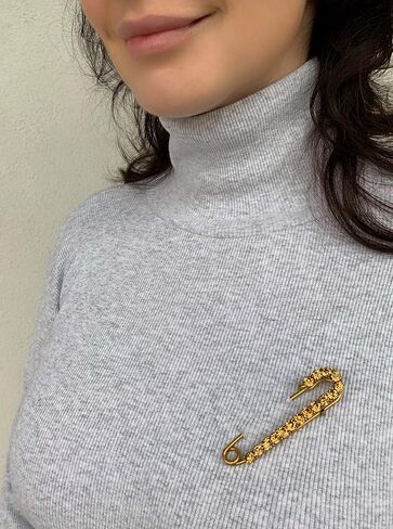 دبوس أمان لوشاح بروش أنيق وحصري من سينسيرا مع كريستالات سواروفسكي، إكسسوار أنيق باللون الأسود المطلي بالفضة أو الذهب العتيق in Kuwait