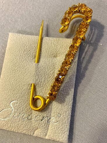 دبوس أمان لوشاح بروش أنيق وحصري من سينسيرا مع كريستالات سواروفسكي، إكسسوار أنيق باللون الأسود المطلي بالفضة أو الذهب العتيق in Kuwait