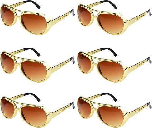 tiggell 6pcs Disco Sunglasses 50s 60s Rock Star Cool Golden Costume Glasses for Halloween Cosplay Dress Up Christmas Birthday Party in Saudi Arabia