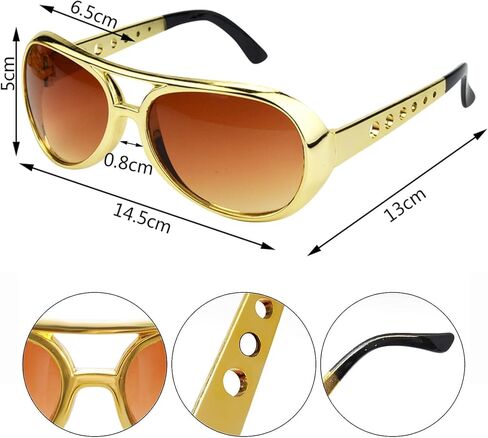 tiggell 6pcs Disco Sunglasses 50s 60s Rock Star Cool Golden Costume Glasses for Halloween Cosplay Dress Up Christmas Birthday Party in Saudi Arabia