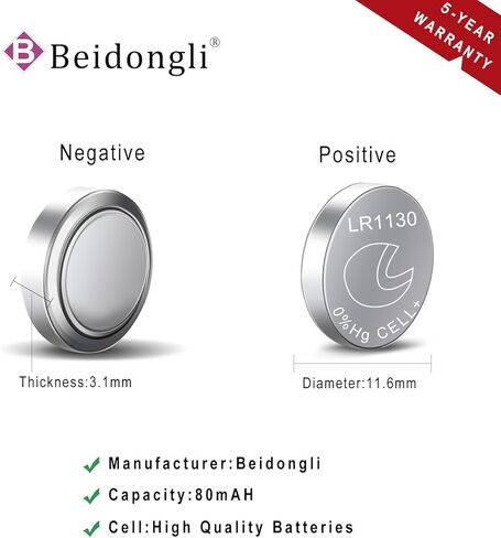 بطارية LR1130 AG10 1.5 فولت بطاريات خلوية قلوية طويلة الأمد 【ضمان لمدة 5 سنوات】 in Kuwait