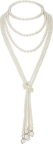 Zivyes قلادة من اللؤلؤ الصناعي قلادات طويلة من اللؤلؤ 1920s إكسسوارات للنساء حفلة غاتسبي فلابر خمر in Kuwait