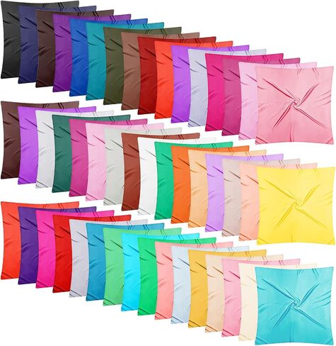 48 Pcs 35 x 35 Inch Large Square Satin Head Scarf Bulk Elegant Silk Like Head Scarf Large Silk Feel Satin Hair Wrap Satin Scarf Bandana for Gift Hair Wrapping Sleeping, 48 Colors in Saudi Arabia