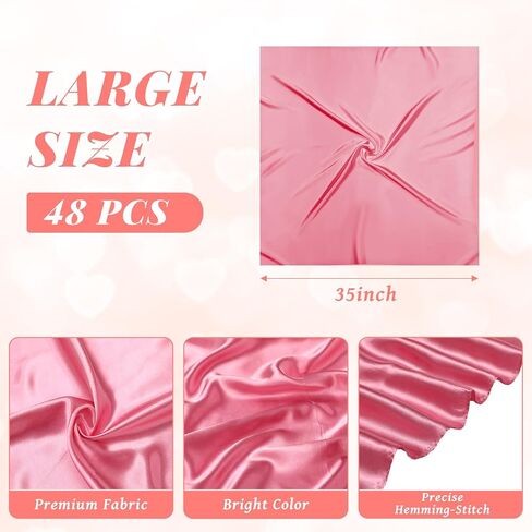 48 Pcs 35 x 35 Inch Large Square Satin Head Scarf Bulk Elegant Silk Like Head Scarf Large Silk Feel Satin Hair Wrap Satin Scarf Bandana for Gift Hair Wrapping Sleeping, 48 Colors in Saudi Arabia