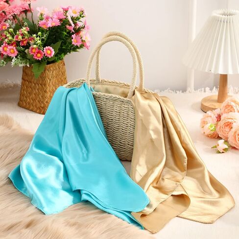 48 Pcs 35 x 35 Inch Large Square Satin Head Scarf Bulk Elegant Silk Like Head Scarf Large Silk Feel Satin Hair Wrap Satin Scarf Bandana for Gift Hair Wrapping Sleeping, 48 Colors in Saudi Arabia