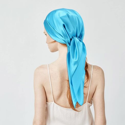 48 Pcs 35 x 35 Inch Large Square Satin Head Scarf Bulk Elegant Silk Like Head Scarf Large Silk Feel Satin Hair Wrap Satin Scarf Bandana for Gift Hair Wrapping Sleeping, 48 Colors in Saudi Arabia