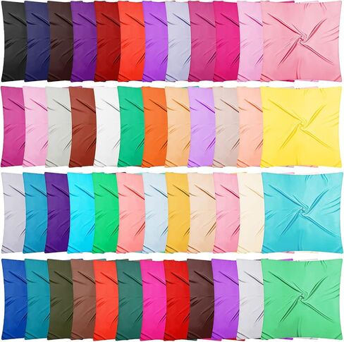 48 Pcs 35 x 35 Inch Large Square Satin Head Scarf Bulk Elegant Silk Like Head Scarf Large Silk Feel Satin Hair Wrap Satin Scarf Bandana for Gift Hair Wrapping Sleeping, 48 Colors in Saudi Arabia