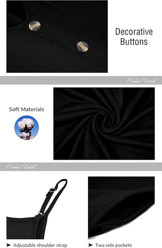 فستان نسائي صيفي من MISFAY بحزام سباغيتي وأزرار سفلية ورقبة على شكل حرف V بدون أكمام كاجوال لتغطية الشاطئ in Kuwait