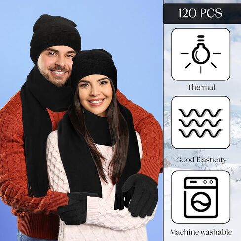 Liitrsh 120 Pcs Homeless Care Package Supplies Winter Beanie Hat Gloves Socks Scarves Polyester Drawstring Bags for Women Men (Black) in Saudi Arabia