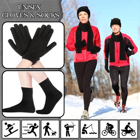 Liitrsh 120 Pcs Homeless Care Package Supplies Winter Beanie Hat Gloves Socks Scarves Polyester Drawstring Bags for Women Men (Black) in Saudi Arabia