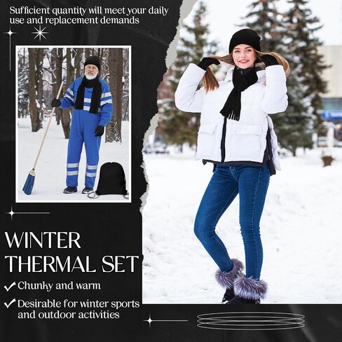 Liitrsh 120 Pcs Homeless Care Package Supplies Winter Beanie Hat Gloves Socks Scarves Polyester Drawstring Bags for Women Men (Black) in Saudi Arabia