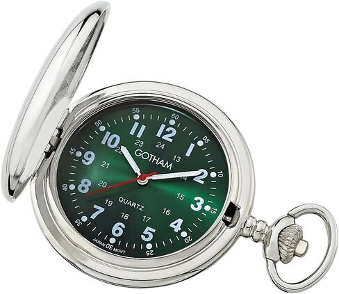 Gotham Men's Silver-Tone Polished Finish Covered Quartz Pocket Watch # GWC15042SG in Saudi Arabia