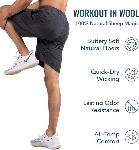 شورت رياضي للتمرين من صوف ميرينو مقاوم للروائح الكريهة للرجال in Kuwait