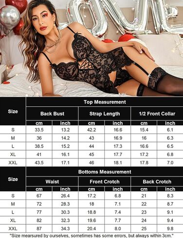 طقم ملابس داخلية دانتيل للنساء من ADOME مع أحزمة رباط قطعة واحدة تيدي مع سروال داخلي S-XXL in Kuwait