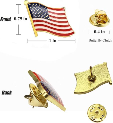 American Flag Lapel Pins – USA Metal Enamel Flag Pins United States US Waving Robust Crystal surfacing Badge brooch for patriotic display in Saudi Arabia