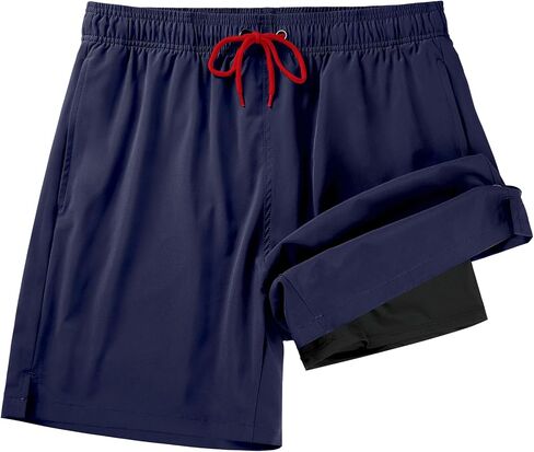 شورت سباحة رجالي من Kirinkylin شورت سباحة سريع الجفاف مع بطانة داخلية مضغوطة وجيب بسحاب in Kuwait