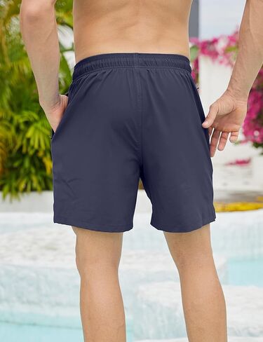 شورت سباحة رجالي من Kirinkylin شورت سباحة سريع الجفاف مع بطانة داخلية مضغوطة وجيب بسحاب in Kuwait
