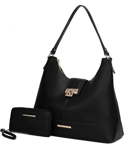 MKF Set Hobo Bag for Women & Wristlet Wallet – PU Leather Designer Handbag Purse – Shoulder Strap Lady Pocketbook in Saudi Arabia