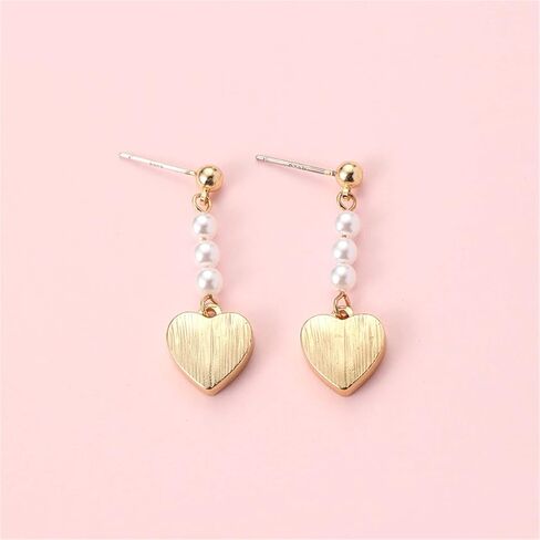 MALOYANVE Love Heart Long Tassel Dangle Earrings for Women Girls Sweet Dainty Cute Pearl 925 Silver Needle Pink Heart Dangle Drop Hook Earrings Delicate Jewelry Valentines Day Gifts in Kuwait