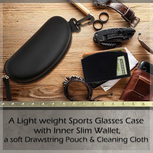 حقيبة النظارات الشمسية الرياضية MyEyeglassCase ومحفظة نحيفة وحقيبة نظارات كبيرة شبه صلبة مع مشبك حزام وحقيبة ناعمة وقماش in Kuwait