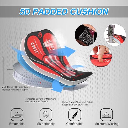 X-TIGER شورت رجالي لركوب الدراجات 5D مبطن لركوب الدراجات للرجال، ركوب الدراجات على الطرق الجبلية بعامل حماية من الأشعة فوق البنفسجية 50+ شورت ركوب الدراجات بجيوب بسحاب in Kuwait