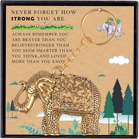 اكسسوارات سلسلة مفاتيح من برفايرل مع ديكور فيل هي هدايا فريدة للرجال او هدايا مضحكة للنساء، سلسلة مفاتيح رائعة للرجال، مجموعة سلاسل مفاتيح لطيفة للنساء، لون برونزي، مقاس واحد, برونزي in Kuwait