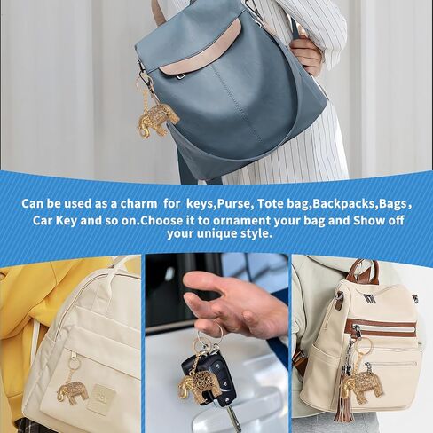 اكسسوارات سلسلة مفاتيح من برفايرل مع ديكور فيل هي هدايا فريدة للرجال او هدايا مضحكة للنساء، سلسلة مفاتيح رائعة للرجال، مجموعة سلاسل مفاتيح لطيفة للنساء، لون برونزي، مقاس واحد, برونزي in Kuwait