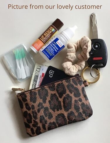 Heesch 2 حزمة محفظة صغيرة للعملات المعدنية الفهد تغيير المحفظة الصغيرة سستة الحقيبة المحفظة للنساء (الفهد والفهد العاجي) in Kuwait