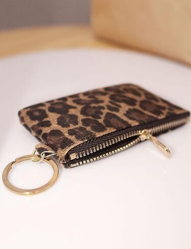 Heesch 2 حزمة محفظة صغيرة للعملات المعدنية الفهد تغيير المحفظة الصغيرة سستة الحقيبة المحفظة للنساء (الفهد والفهد العاجي) in Kuwait