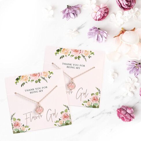 هدية فتاة الزهرة من Pop Fizz Designs - قلادة فتاة الزهرة (مجموعة من 2) | مجوهرات البنات | قلادة فتاة الزهرة | هدايا فتاة الزهرة من العروس in Kuwait