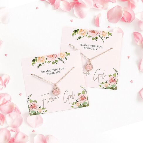 هدية فتاة الزهرة من Pop Fizz Designs - قلادة فتاة الزهرة (مجموعة من 2) | مجوهرات البنات | قلادة فتاة الزهرة | هدايا فتاة الزهرة من العروس in Kuwait