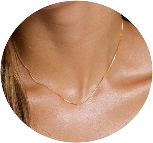 Mauzew Dainty Chain Necklace for Women 18K Gold Plated Coin Disc Choker Necklaces Simple Satellite Beaded Twisted Chain Necklace Delicate Thin Paper Clip Necklaces Everyday Jewelry Birthday Gifts in Kuwait