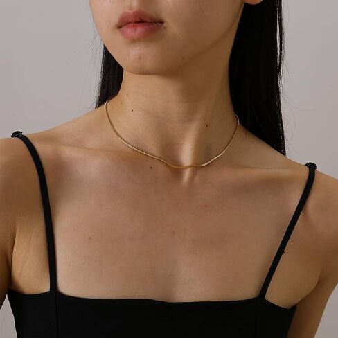 Mauzew Dainty Chain Necklace for Women 18K Gold Plated Coin Disc Choker Necklaces Simple Satellite Beaded Twisted Chain Necklace Delicate Thin Paper Clip Necklaces Everyday Jewelry Birthday Gifts in Kuwait