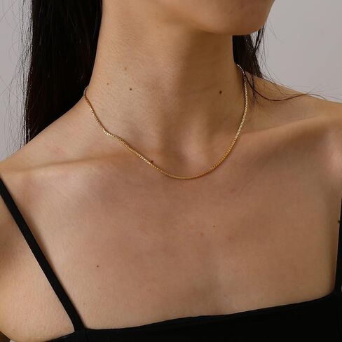 Mauzew Dainty Chain Necklace for Women 18K Gold Plated Coin Disc Choker Necklaces Simple Satellite Beaded Twisted Chain Necklace Delicate Thin Paper Clip Necklaces Everyday Jewelry Birthday Gifts in Kuwait