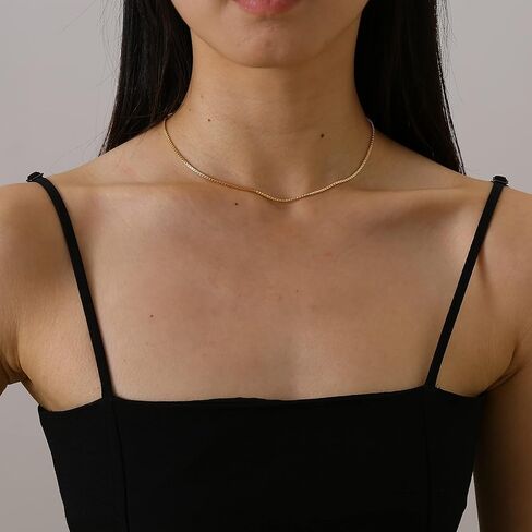 Mauzew Dainty Chain Necklace for Women 18K Gold Plated Coin Disc Choker Necklaces Simple Satellite Beaded Twisted Chain Necklace Delicate Thin Paper Clip Necklaces Everyday Jewelry Birthday Gifts in Kuwait