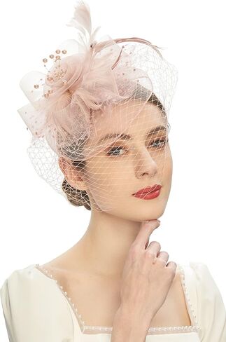 Cizoe Kentucky Derby Fascinators for Women High Tea Party Hat Wedding Cocktail Flower Headware with Mesh and Feathers in Saudi Arabia