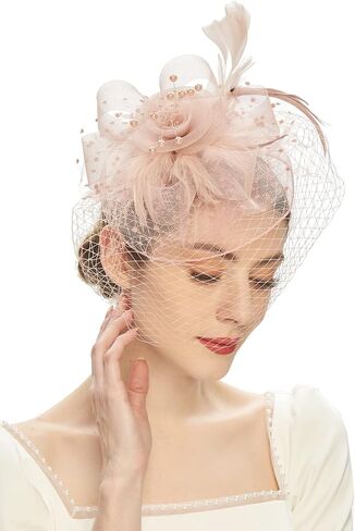 Cizoe Kentucky Derby Fascinators for Women High Tea Party Hat Wedding Cocktail Flower Headware with Mesh and Feathers in Saudi Arabia