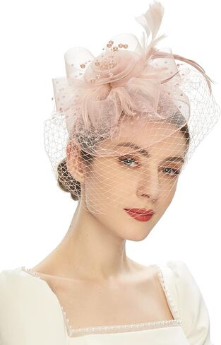 Cizoe Kentucky Derby Fascinators for Women High Tea Party Hat Wedding Cocktail Flower Headware with Mesh and Feathers in Saudi Arabia