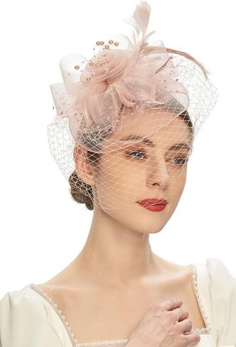 Cizoe Kentucky Derby Fascinators for Women High Tea Party Hat Wedding Cocktail Flower Headware with Mesh and Feathers in Saudi Arabia