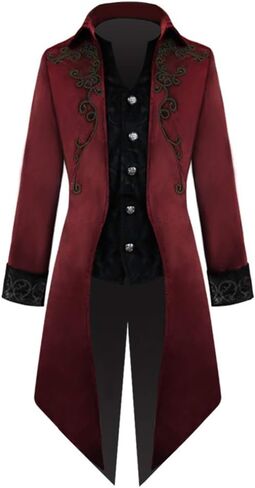 سترة Crubelon الرجالية Steampunk Vintage Tailcoat القوطية الفيكتورية معطف الفستان الموحد زي الهالوين in Kuwait