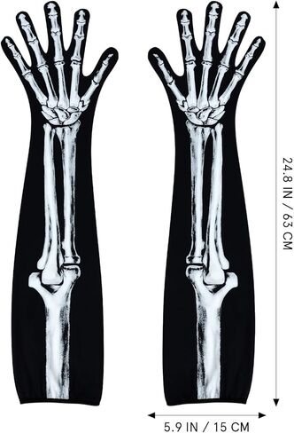 بريتي زوم قفازات كاملة الاصابع بتصميم هيكل عظمي للمعصم، قفازات جمجمة للهالوين، كما هو موضح، مقاس M, كما هو موضح in Kuwait