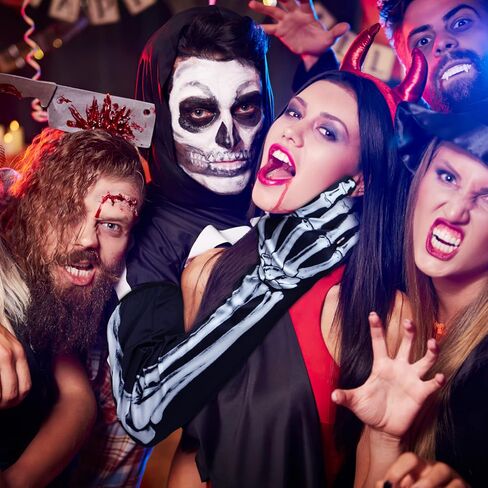 بريتي زوم قفازات كاملة الاصابع بتصميم هيكل عظمي للمعصم، قفازات جمجمة للهالوين، كما هو موضح، مقاس M, كما هو موضح in Kuwait